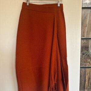 Jonathan Simkhai rust Knit scarf skirt w/fringe size L